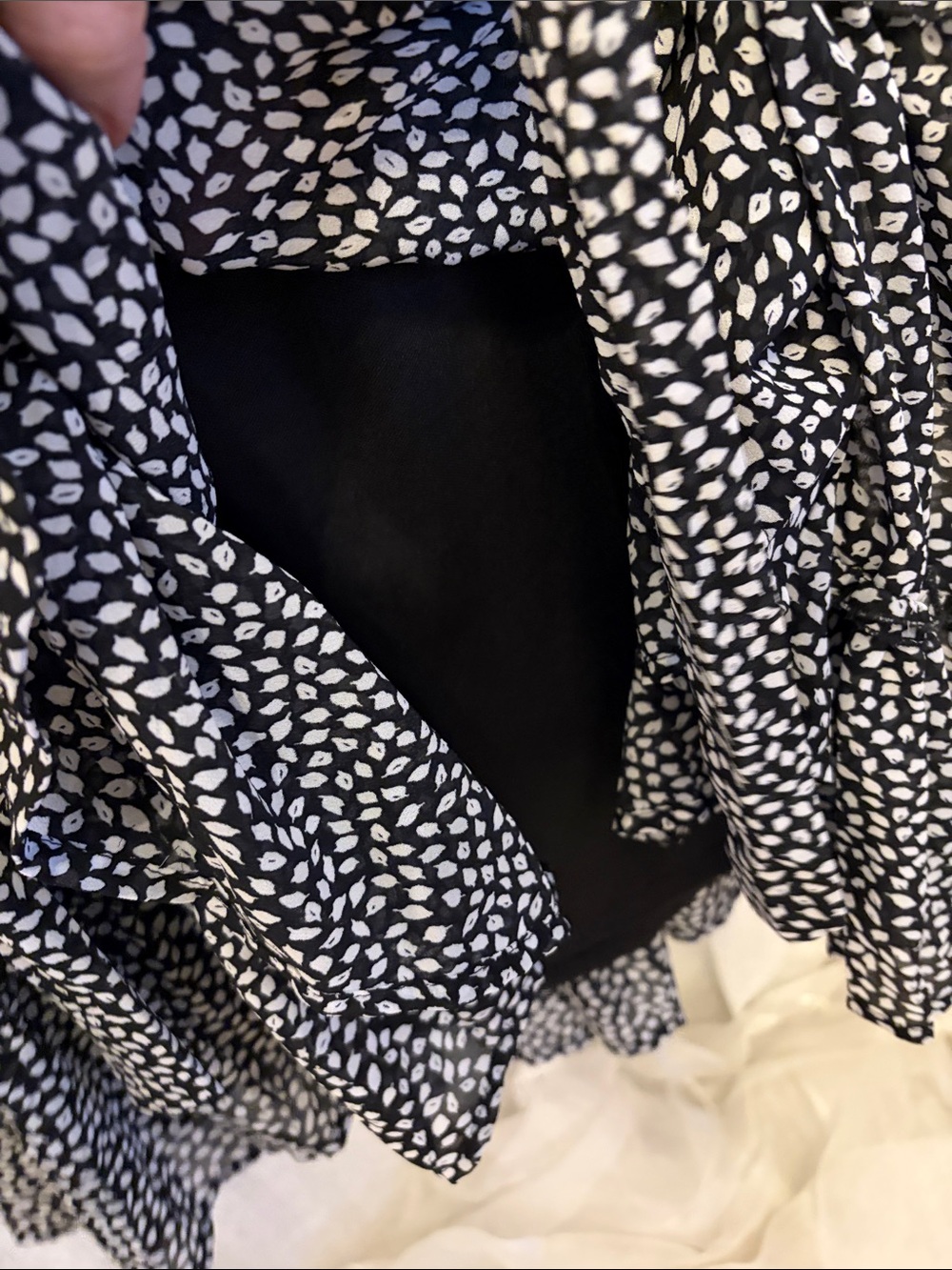 She + Sky Black and White Dot Ruffle Tiered Mini Dress - Picture 4 of 4